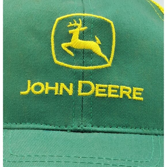 John Deere Trucker Hat Adjustable Snapback Green Yellow Logo Mesh MPC Farmer Cap - Picture 13 of 13